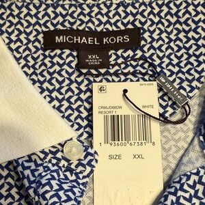 Michael Kors Navy Pattern Polo with White Collar